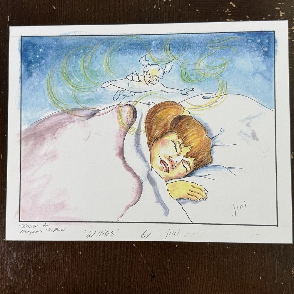 Original Artwork Illustration Signed By Artist Jini Jean Roosenberg  “Wings”